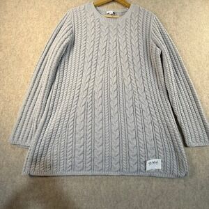 J. Jill Chenille Cable Knit Sweater Light Blue Crew Neck Long Sleeve Womens M